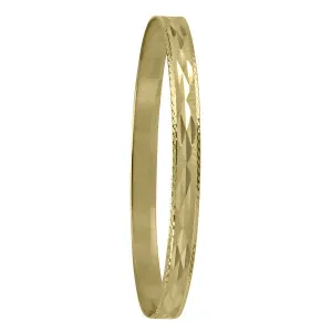 10K Yellow Gold 6mm Laser Cut Design Flat Bangle