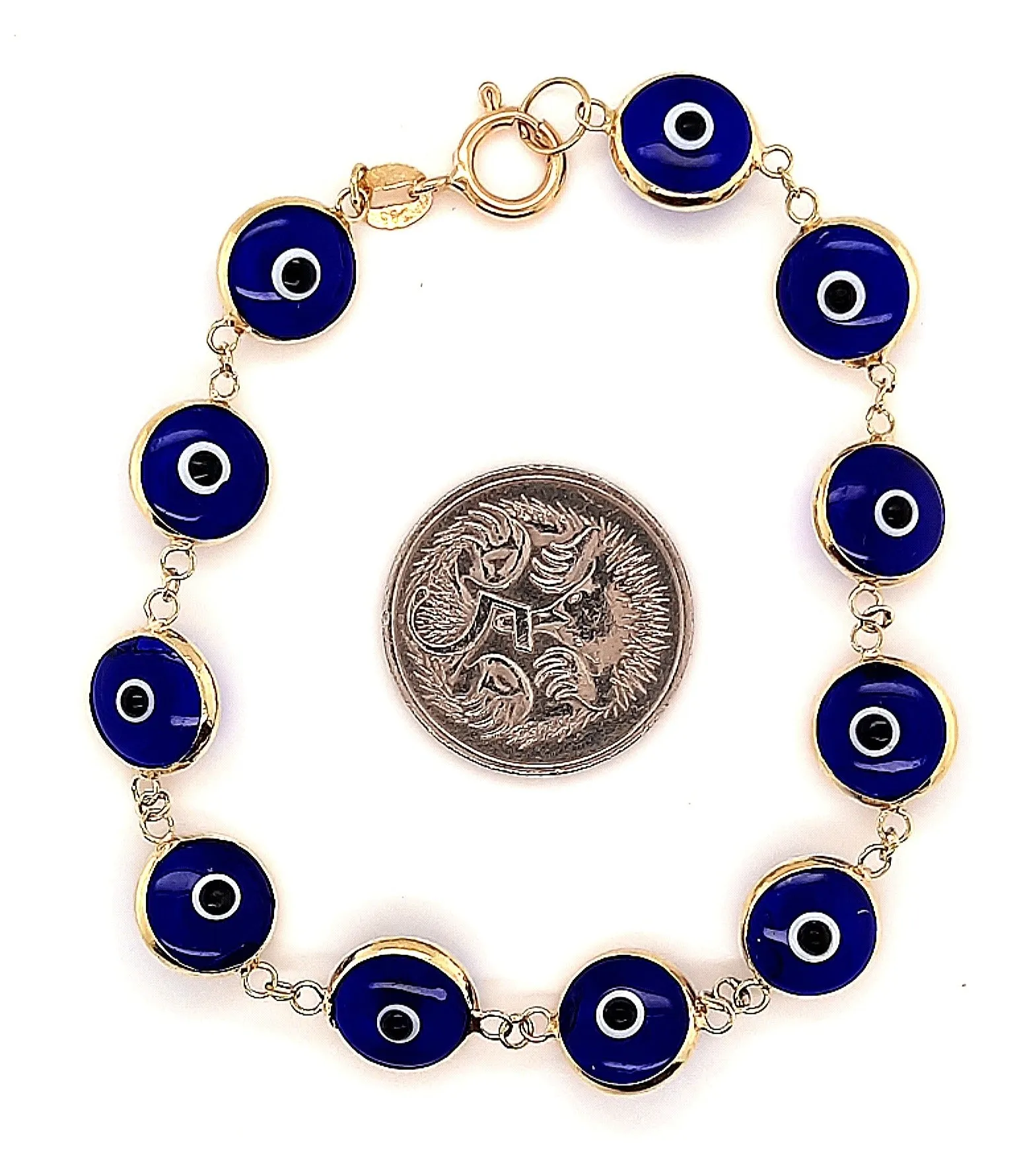 14ct Yellow Gold & Greek Eye Bracelet