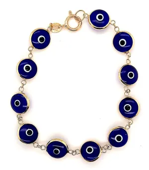 14ct Yellow Gold & Greek Eye Bracelet