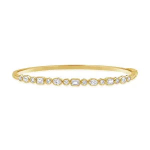 14K GOLD DIAMOND DAISY BANGLE