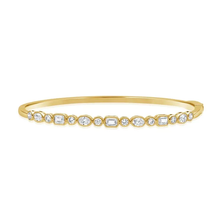 14K GOLD DIAMOND DAISY BANGLE