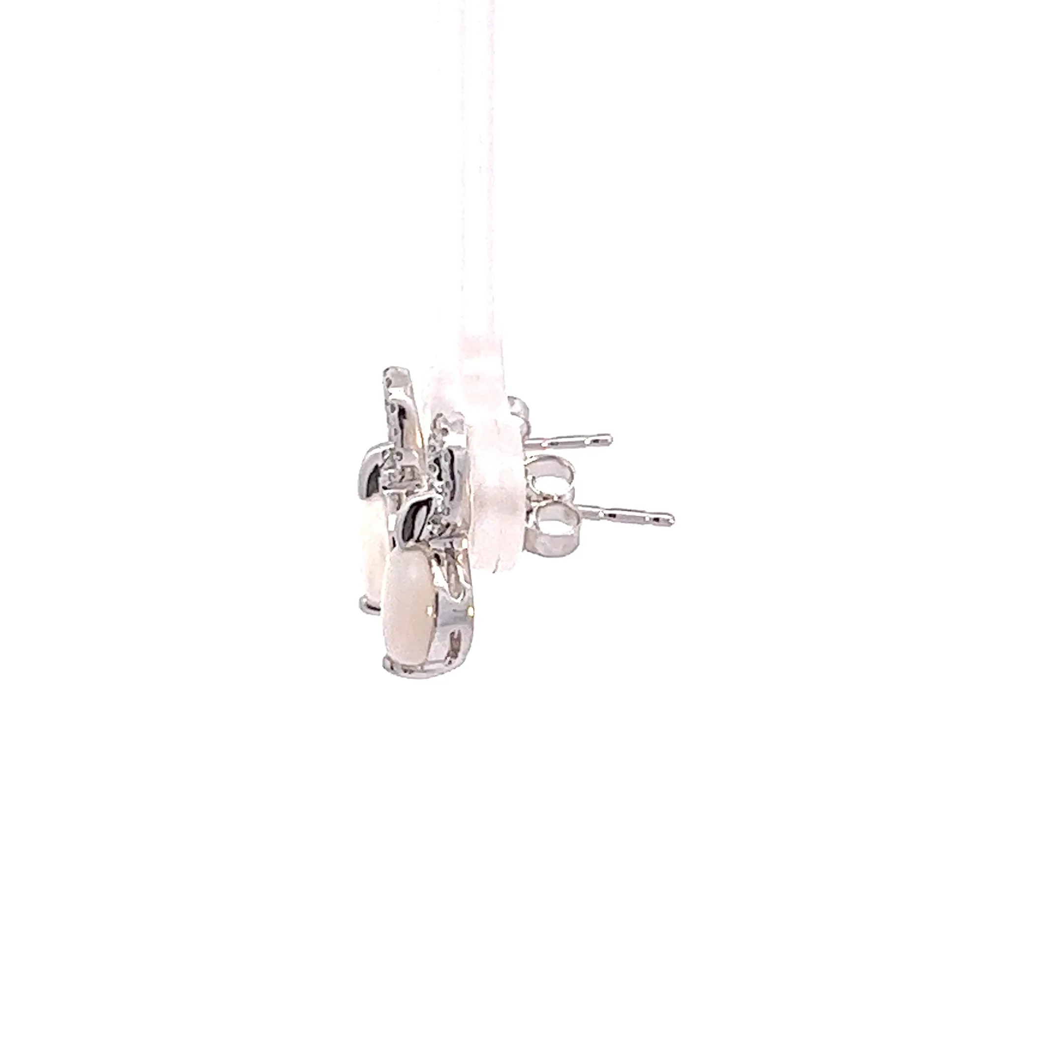 14kt White Gold Diamond and Opal Earrings
