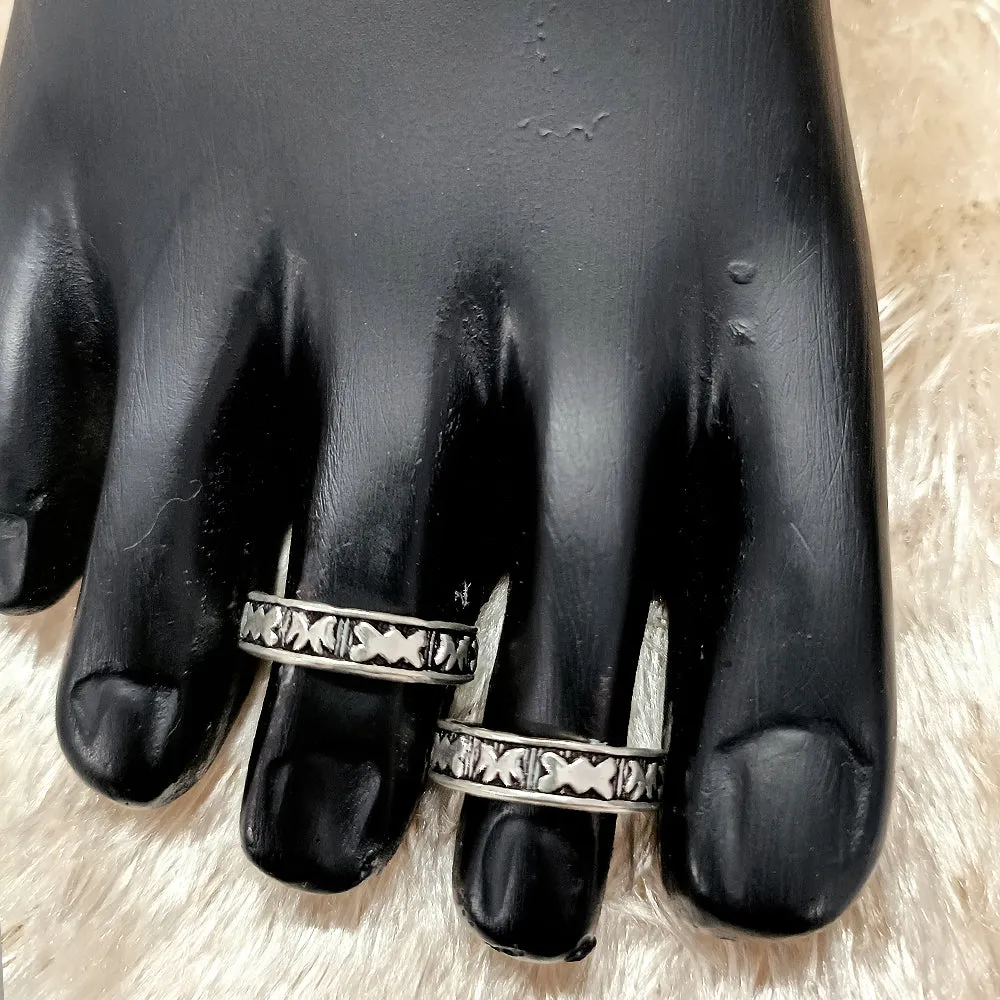 925 Silver Adjustable Toe Rings Pair (Design 76)