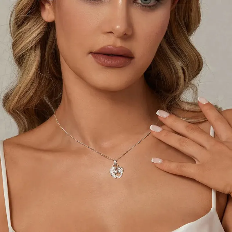 925 Sterling Silver Mom and Son Pendant Necklace Heart-shaped Necklace for Women Fine Jewelry Gift