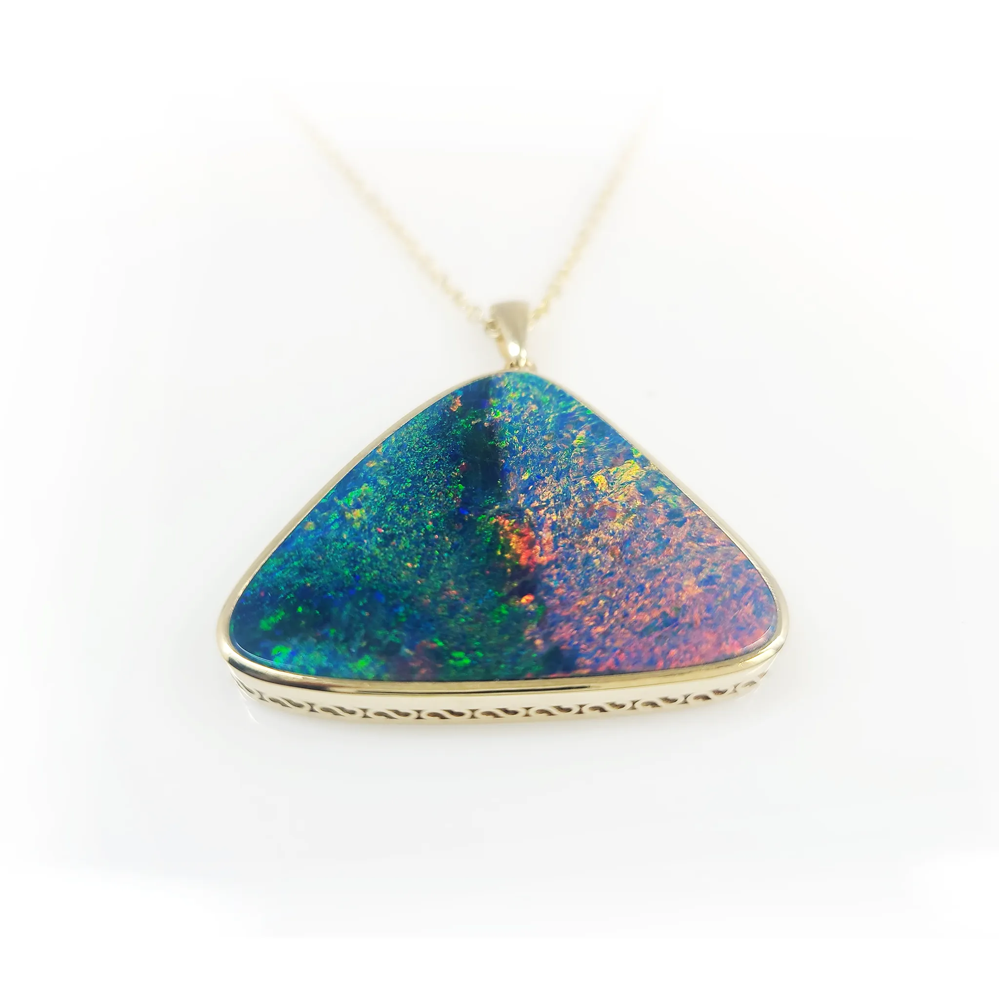 9K Yellow Gold Opal Pendant -20634674