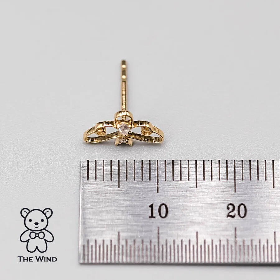 Adorable Bee Diamond Stud Earrings 18K Yellow Gold Stylish Earrings