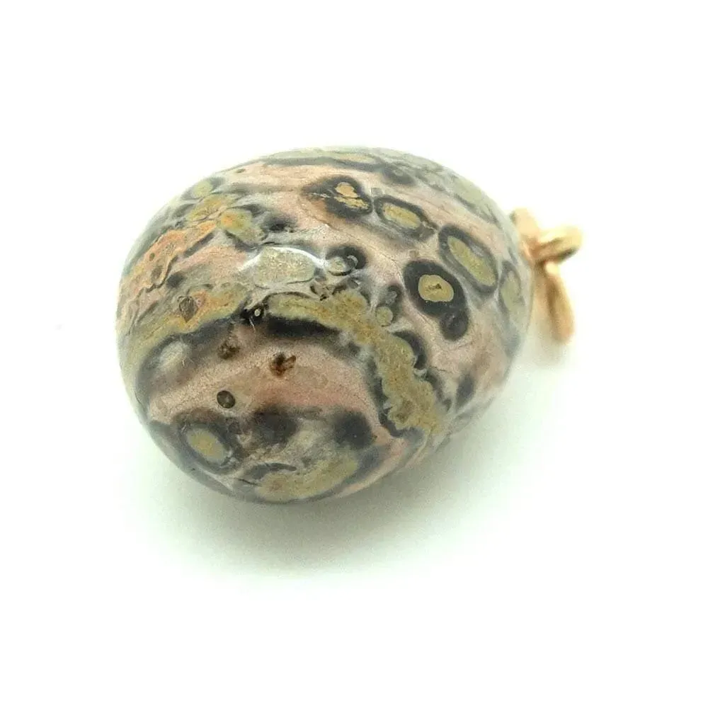 Antique 1910 Rose Gold Aventurine Russian Fabergé Egg Pendant Necklace
