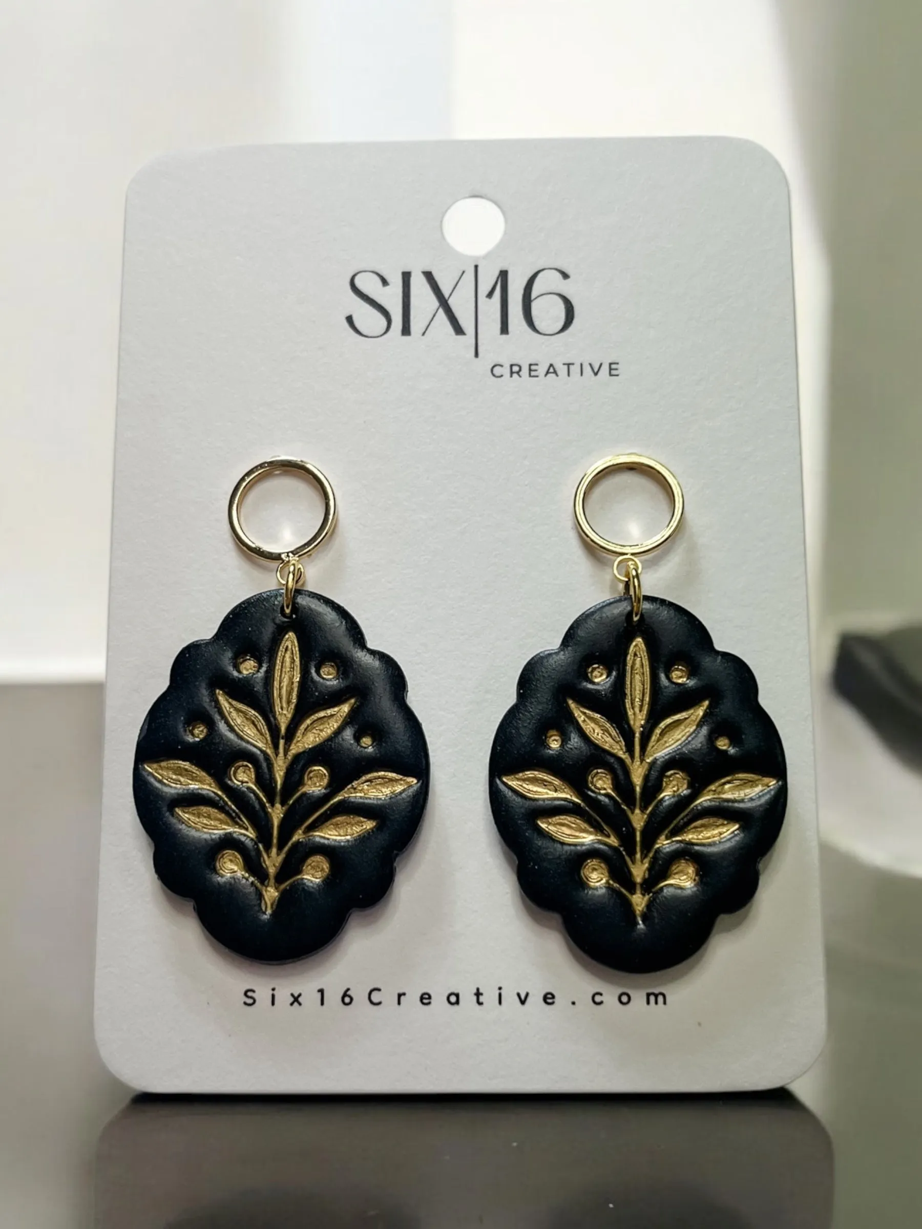 Black and Gold Polymer Clay Earrings