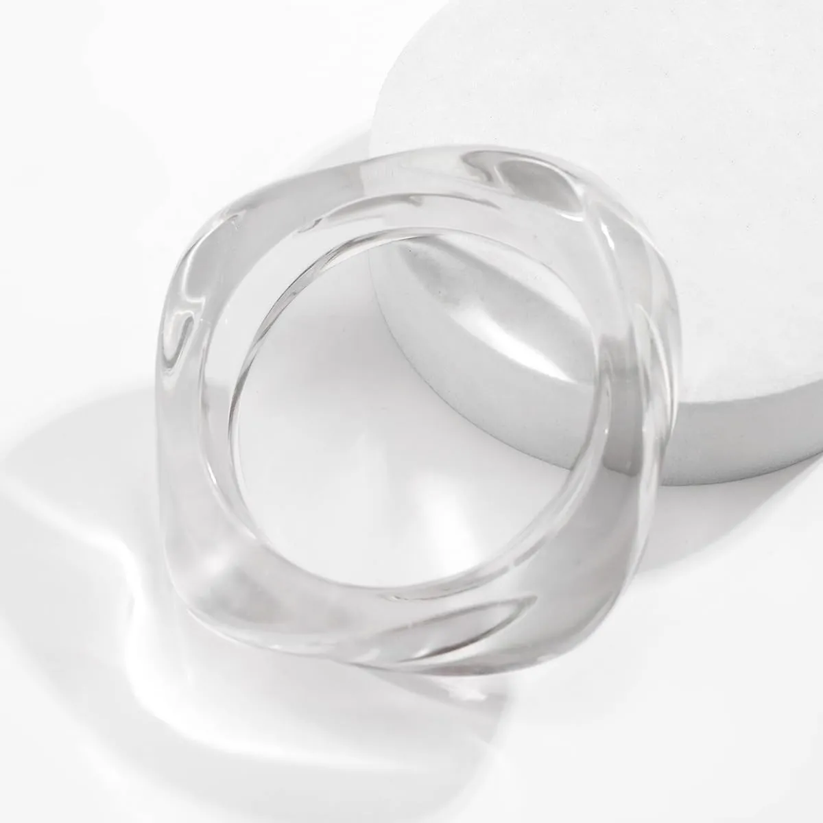 Chunky Acrylic Transparent Candy Color Geometric Round Square Cuff Bangle Bracelet Set for Women Resin Wristband Statement Jewelry