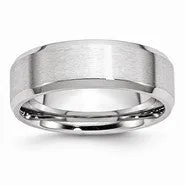 Cobalt Beveled Edge Satin and Polished 7mm Wedding Band Ring