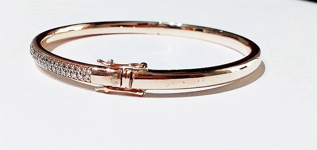 Diamond Rollover Bangle Bracelet in 14k Rose Gold (1.19 ct. tw.)