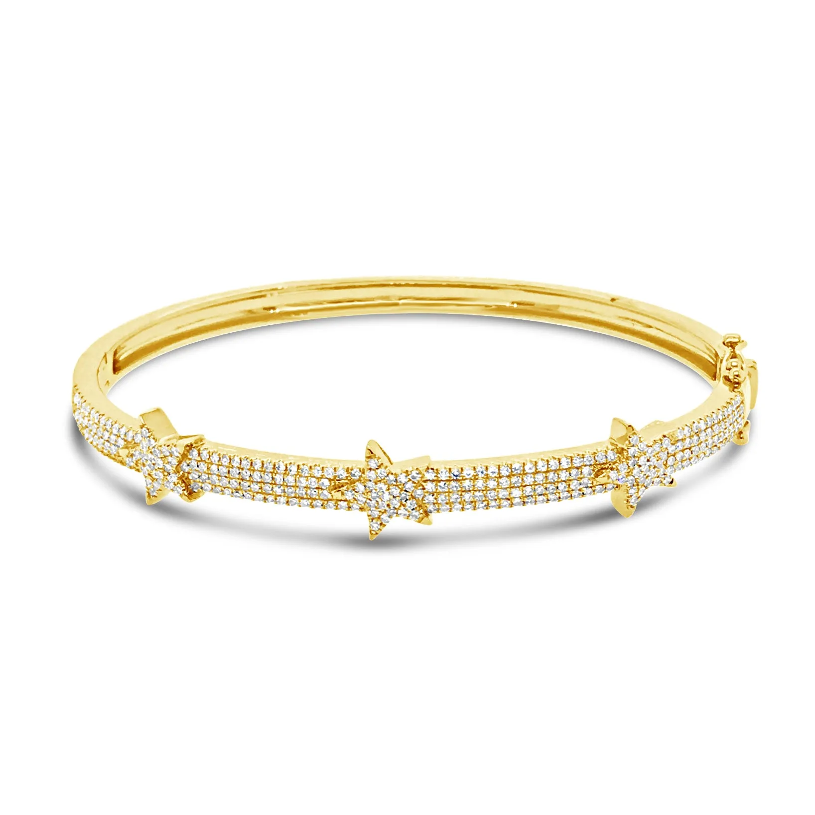 Diamond Tri-Star Bangle Bracelet