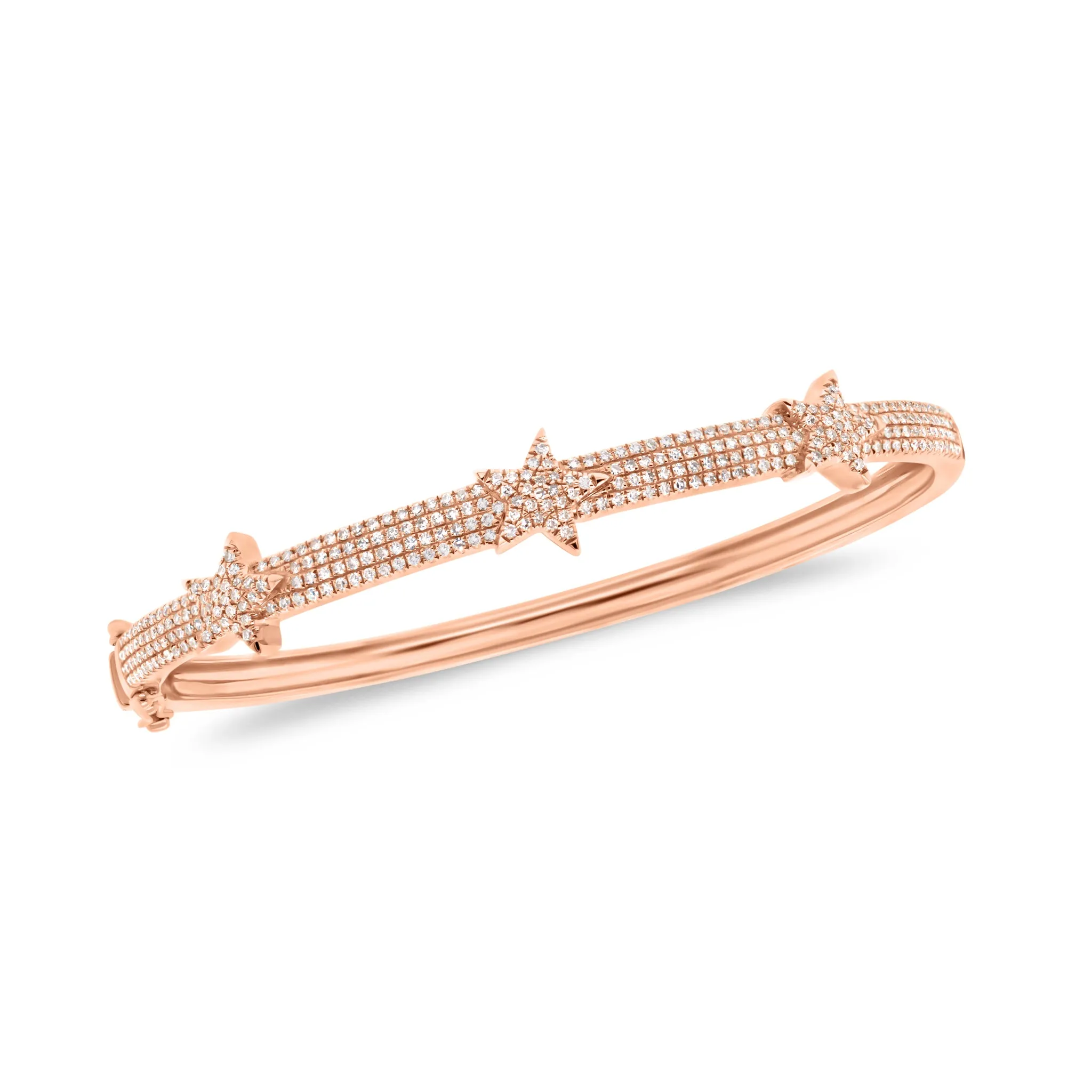 Diamond Tri-Star Bangle Bracelet