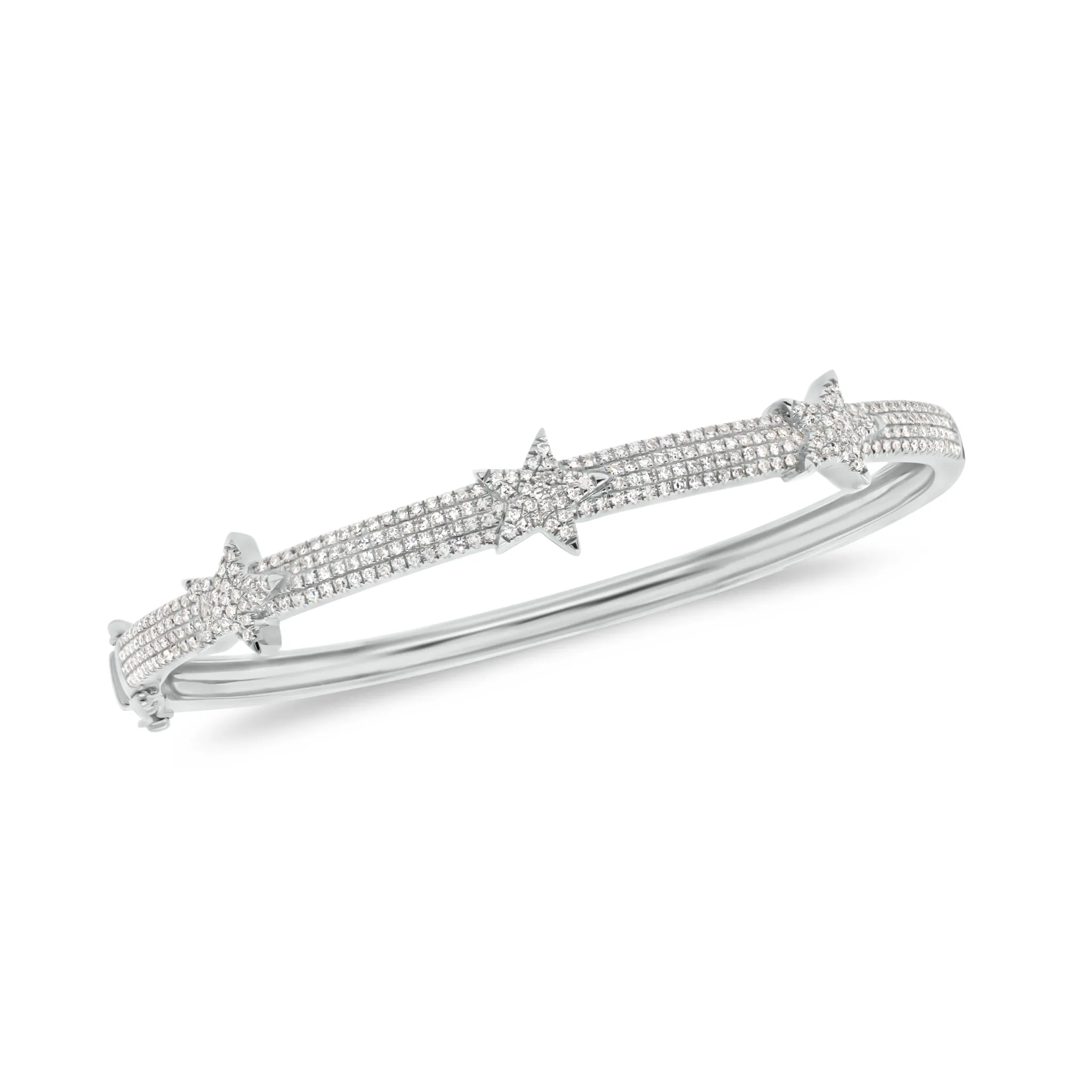 Diamond Tri-Star Bangle Bracelet