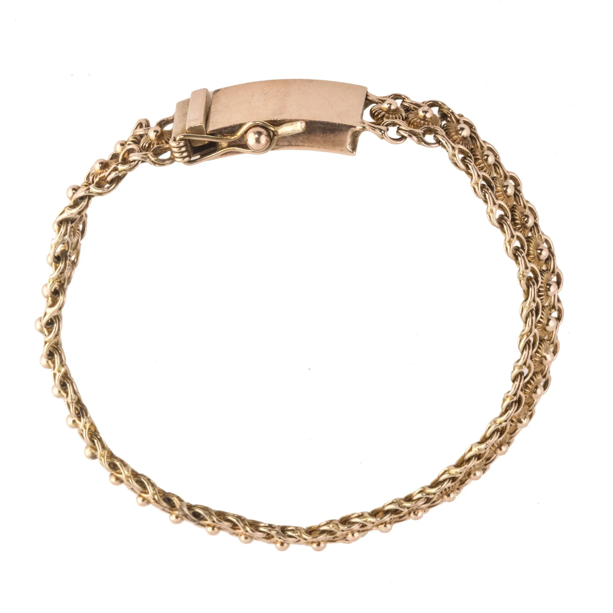 Etruscan style 12kt gold granulated link bracelet. j-brfn100