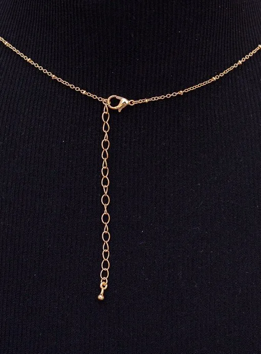 Gold Chain Necklace With Small Turquoise Bead Pendant