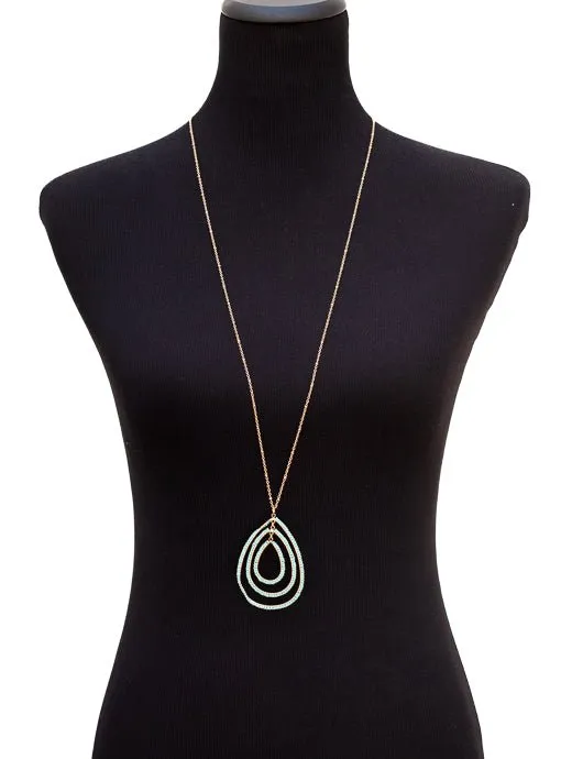 Gold Chain Necklace With Small Turquoise Bead Pendant