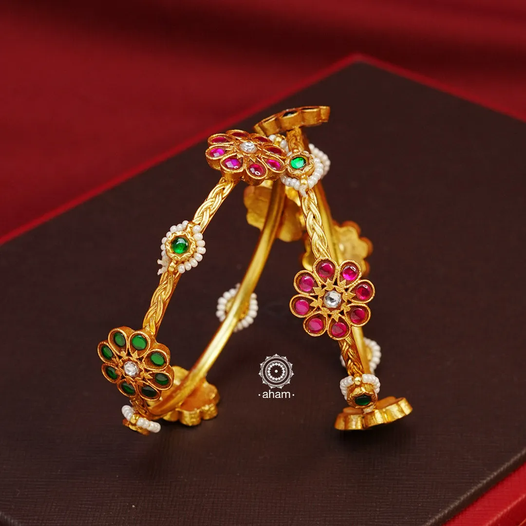 Gold Polish Silver Bangles (Size: 2.8)