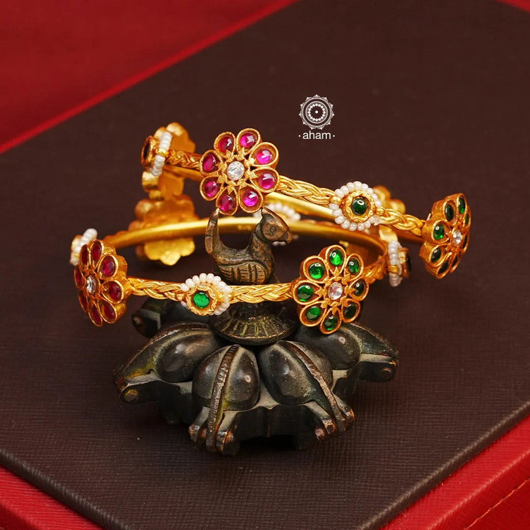 Gold Polish Silver Bangles (Size: 2.8)