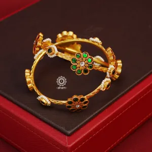 Gold Polish Silver Bangles (Size: 2.8)
