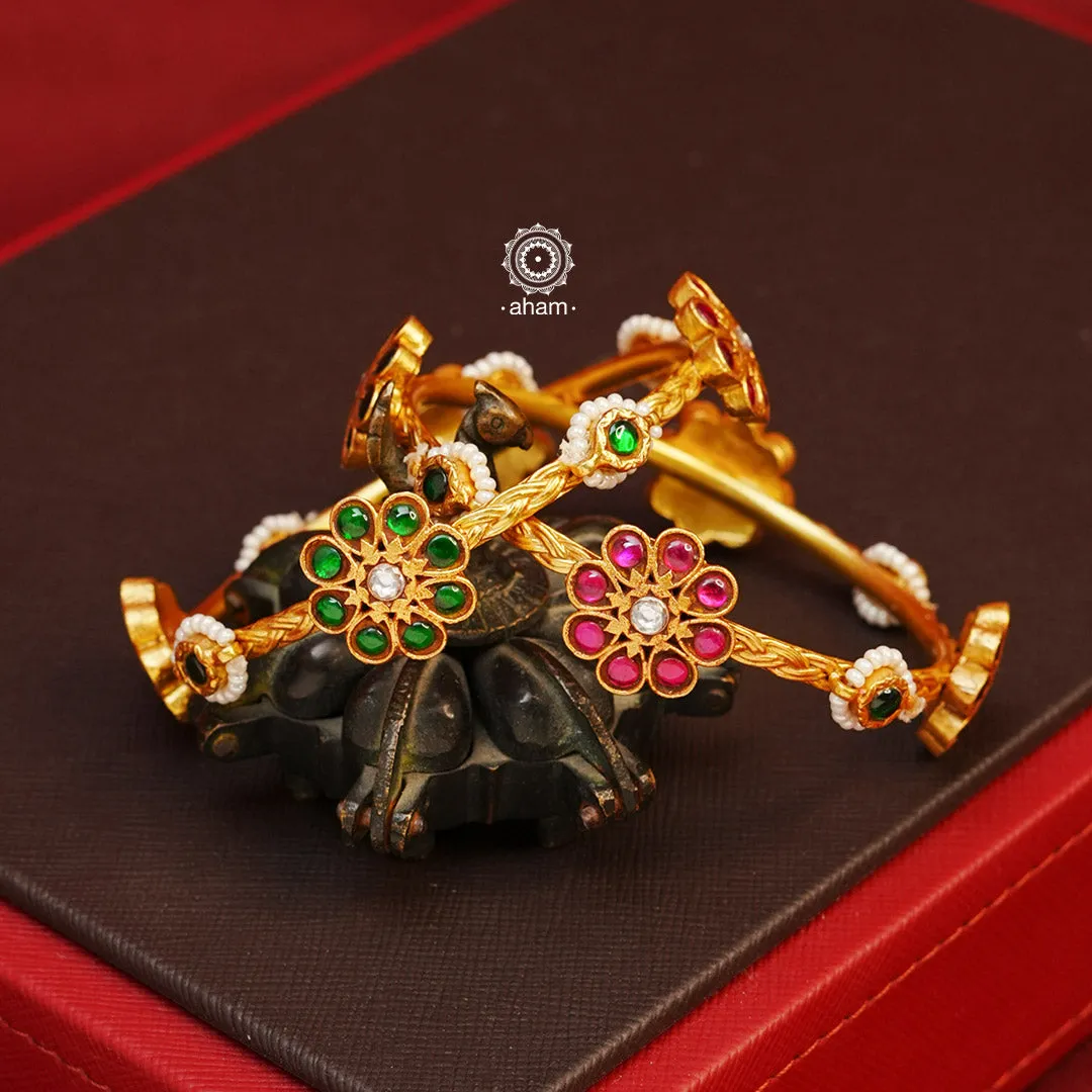 Gold Polish Silver Bangles (Size: 2.8)