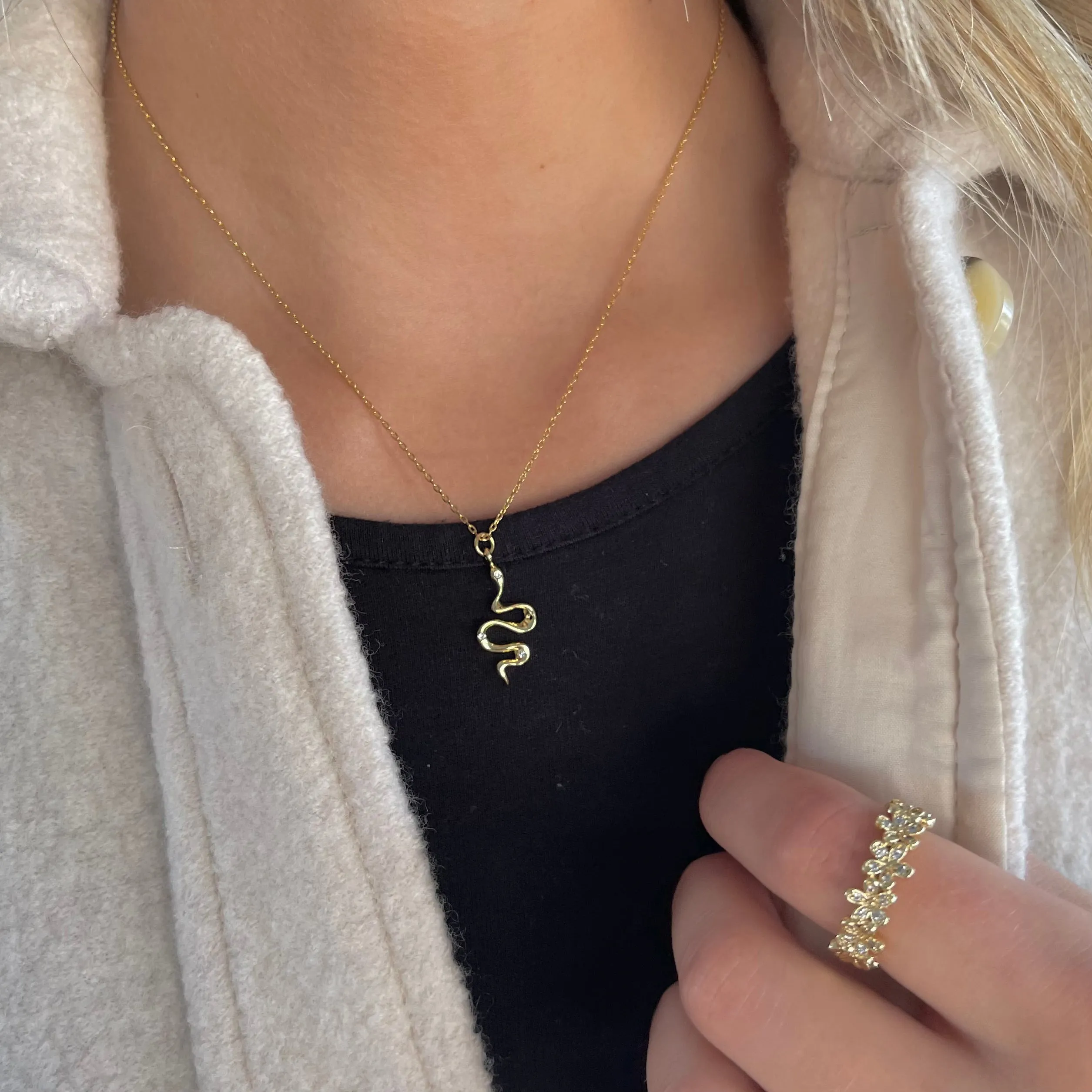 Gold Snake Short Necklace