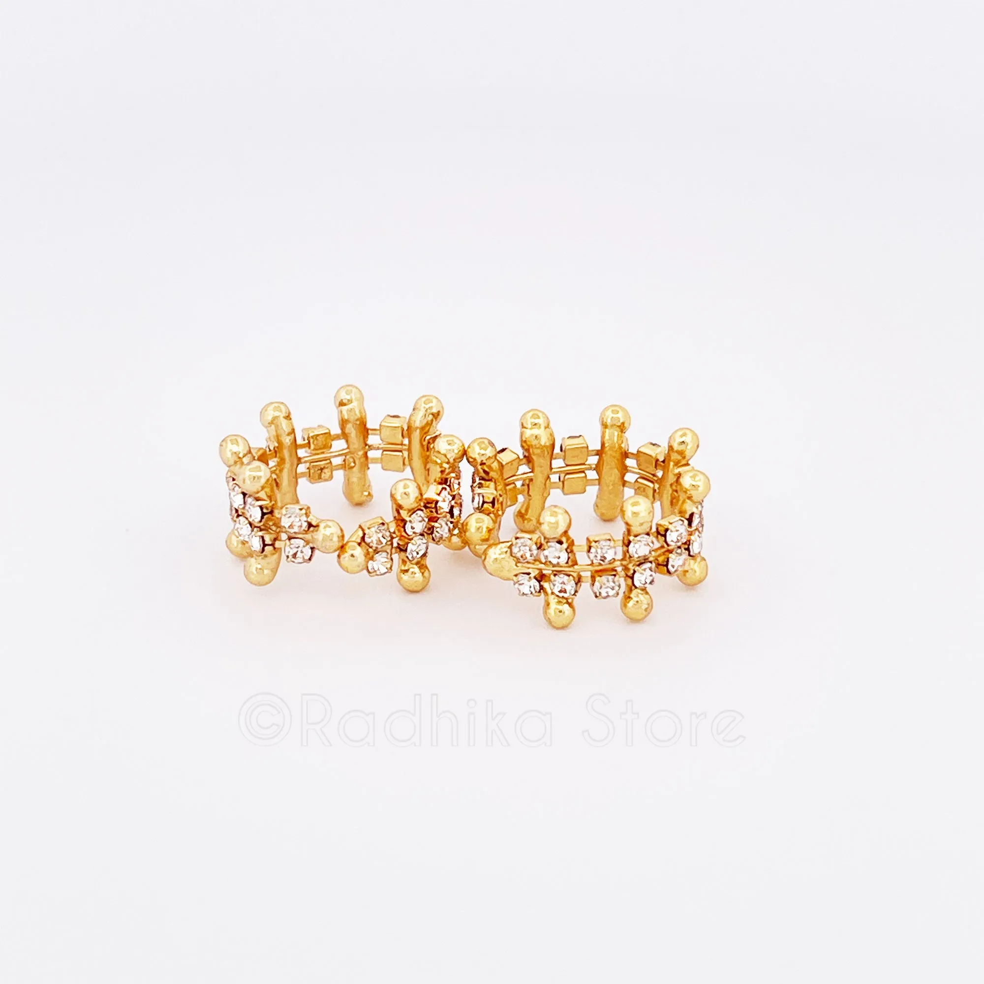 Golden Rhinestone Deity Ankle Bell Set - Choose Size