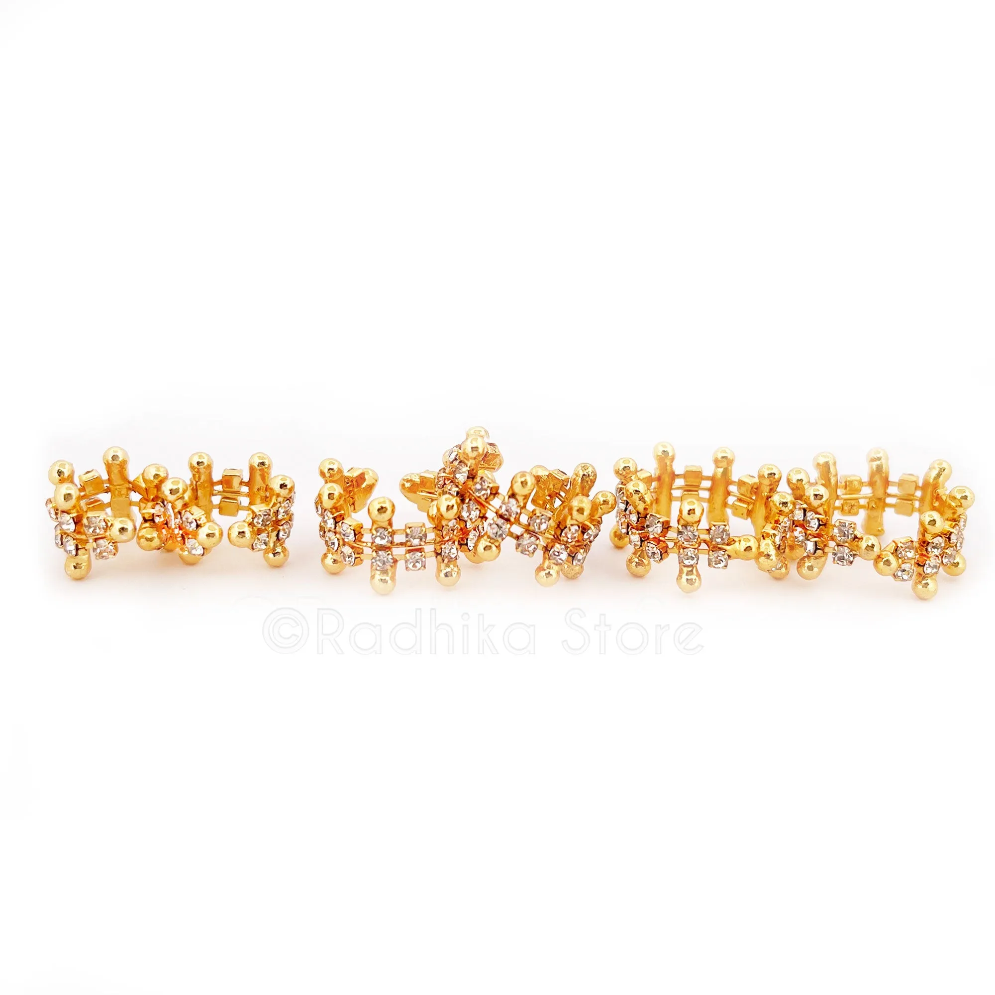 Golden Rhinestone Deity Ankle Bell Set - Choose Size