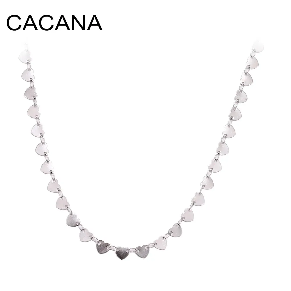 Heart Shape Chain Necklaces Gold & Silver Color Stainless Steel