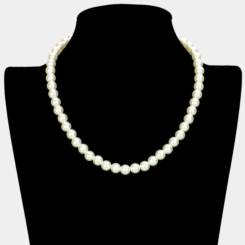 iLLASPARKZ Gold Dipped Brass Metal 8mm Pearl Necklace