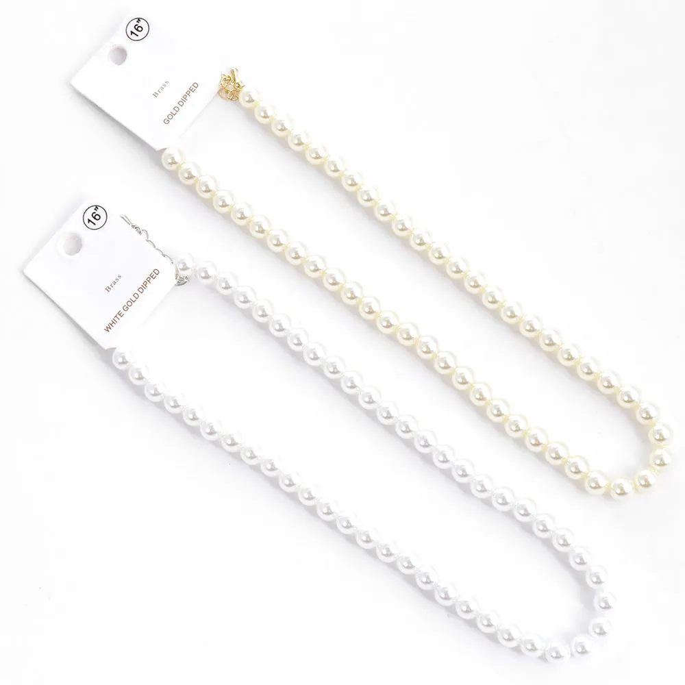 iLLASPARKZ Gold Dipped Brass Metal 8mm Pearl Necklace