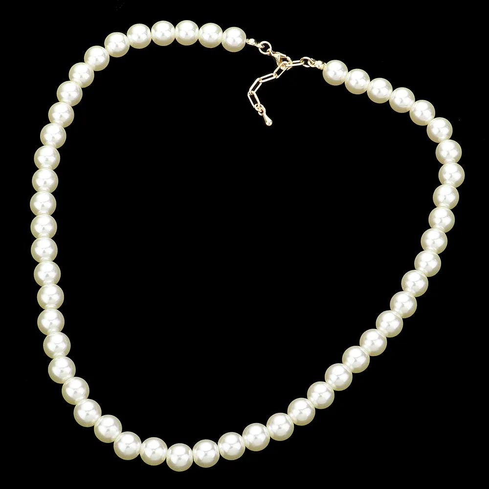 iLLASPARKZ Gold Dipped Brass Metal 8mm Pearl Necklace
