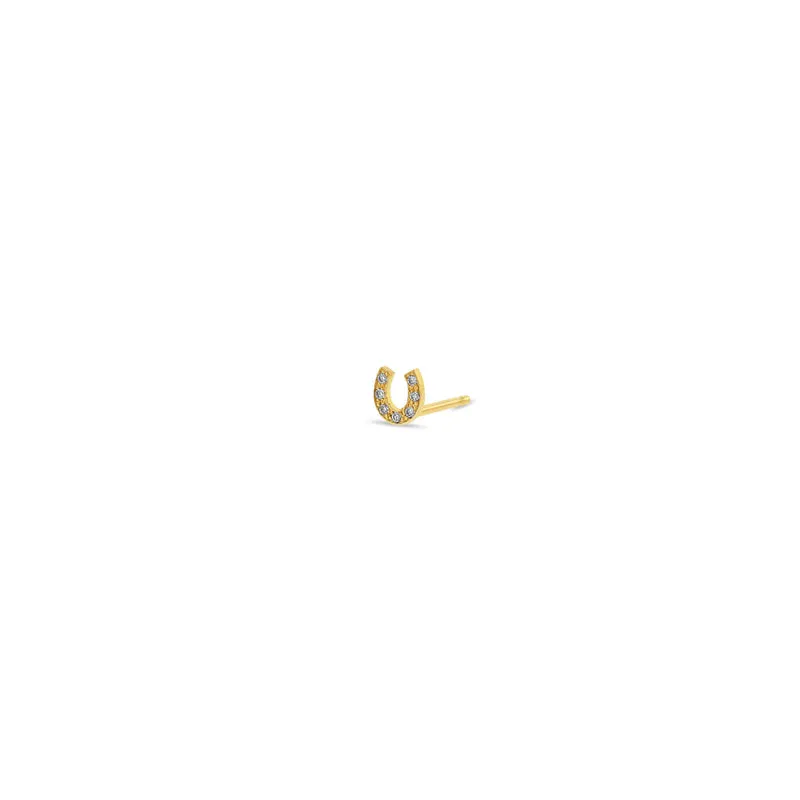 Itty Bitty Diamond Horseshoe Stud in Yellow Gold