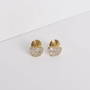 Laine Gold and White Crushed Diamond Stud Earrings - Joya