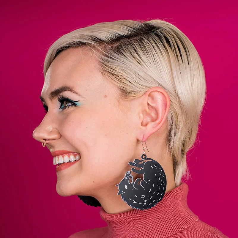 Large Wood Boar Earrings