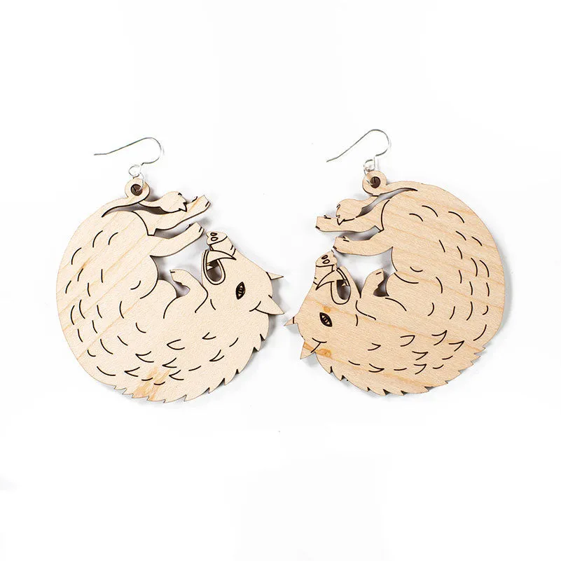 Large Wood Boar Earrings