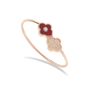 LUCE COLOUR - BRACELET FLEX TOI ET MOI ROSE GOLD PAVE CORNELIAN & 1 DIAMOND