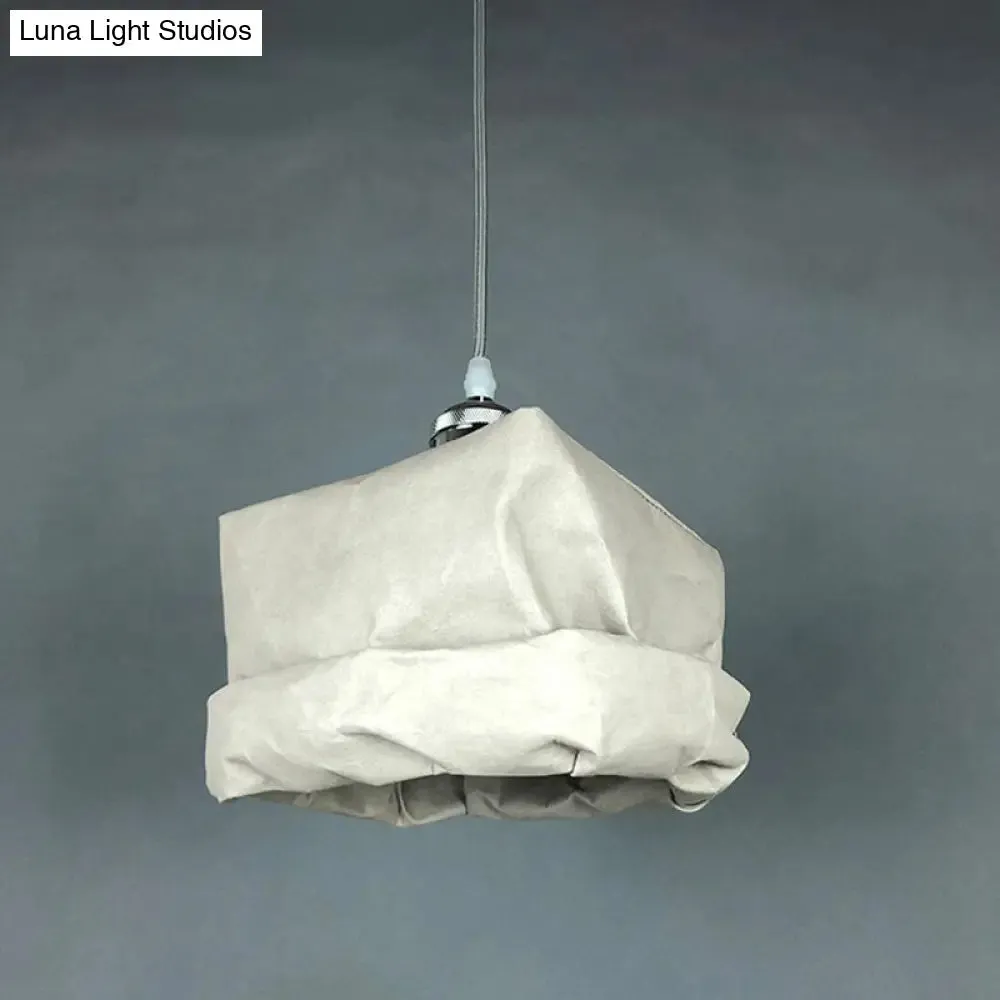 Modern Kraft Paper Pendant Light - Sleek Sack Shape, White Ceiling Suspension Lamp