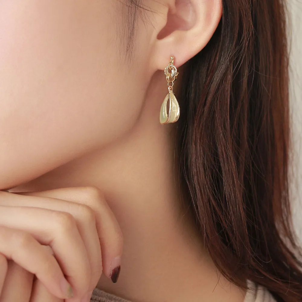 Muted Tone Clip On Drop Earrings