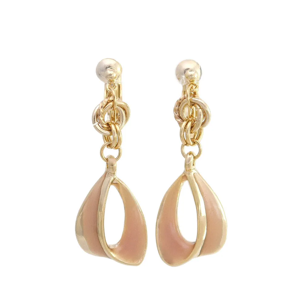 Muted Tone Clip On Drop Earrings
