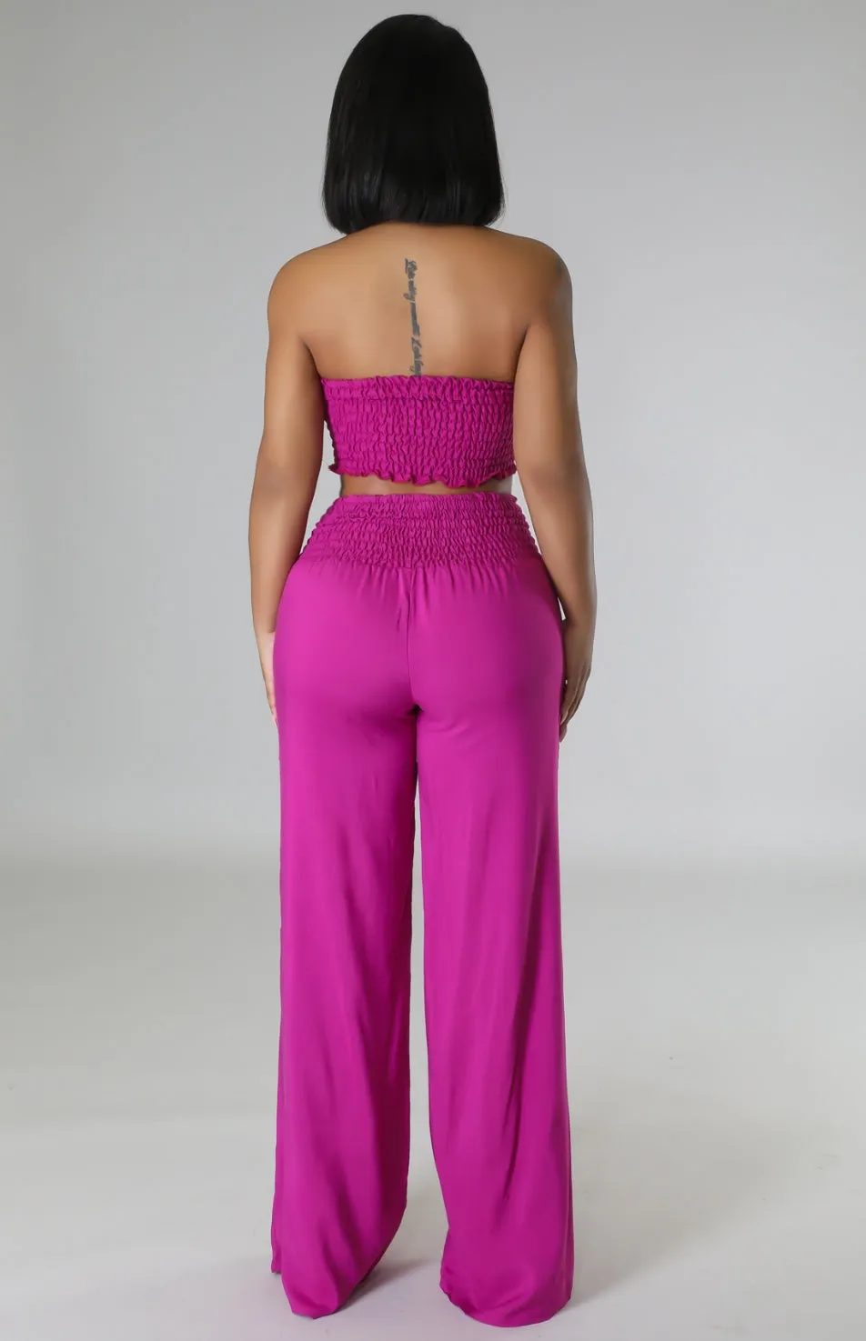 "Tropicana Resort" Trim Tube Top & Pants Set.
