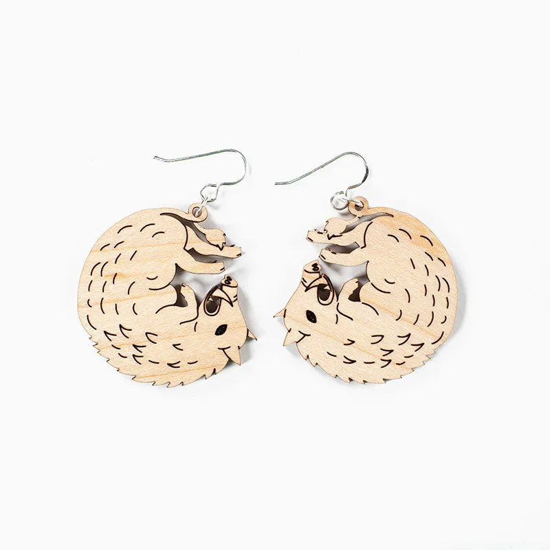 Small Wood Boar Earrings