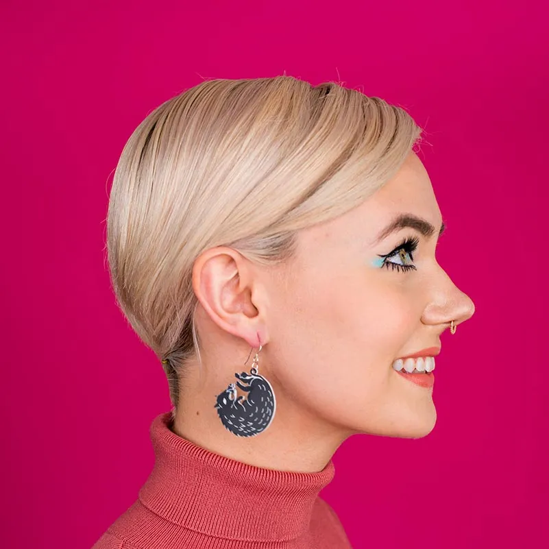 Small Wood Boar Earrings