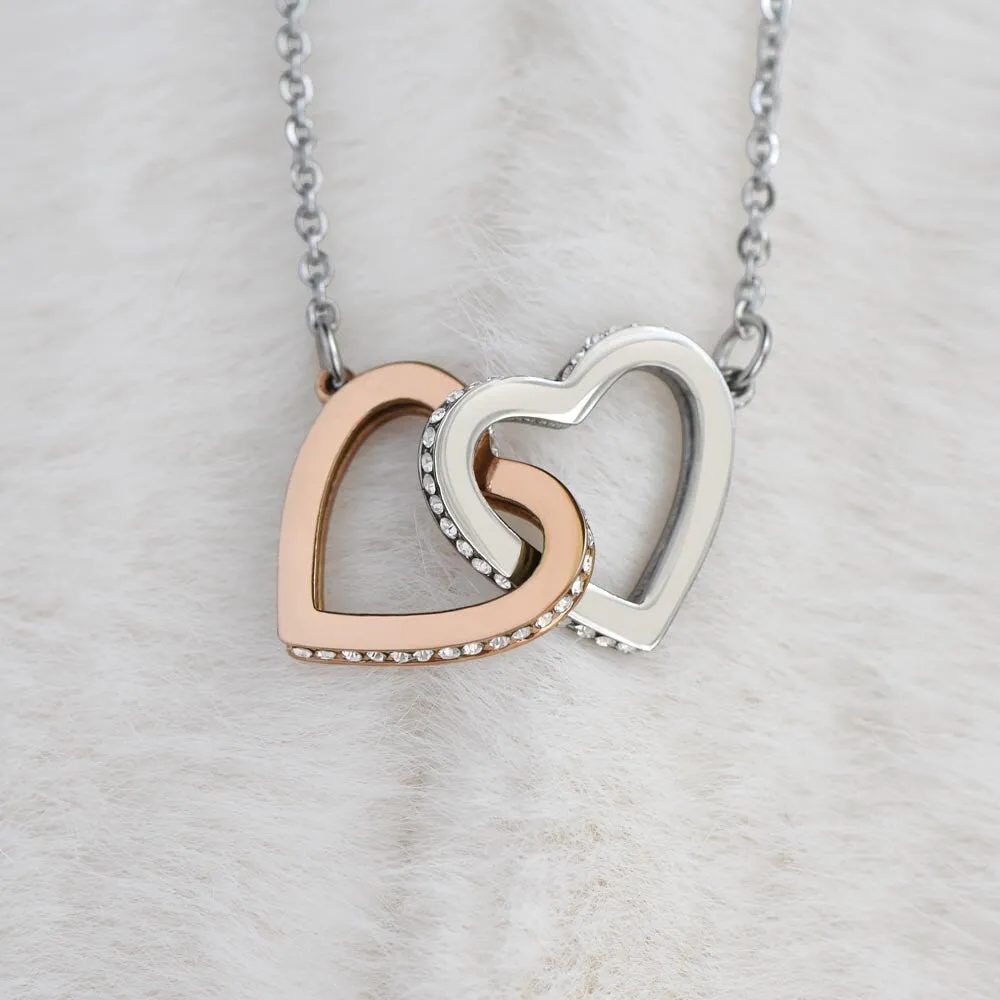 To My Daughter I Love You Forever Necklace, Rose or Yellow Gold Interlocking Hearts Minimalist Gift