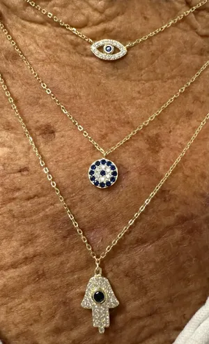 Triple Layer Hamsa Eye Necklace