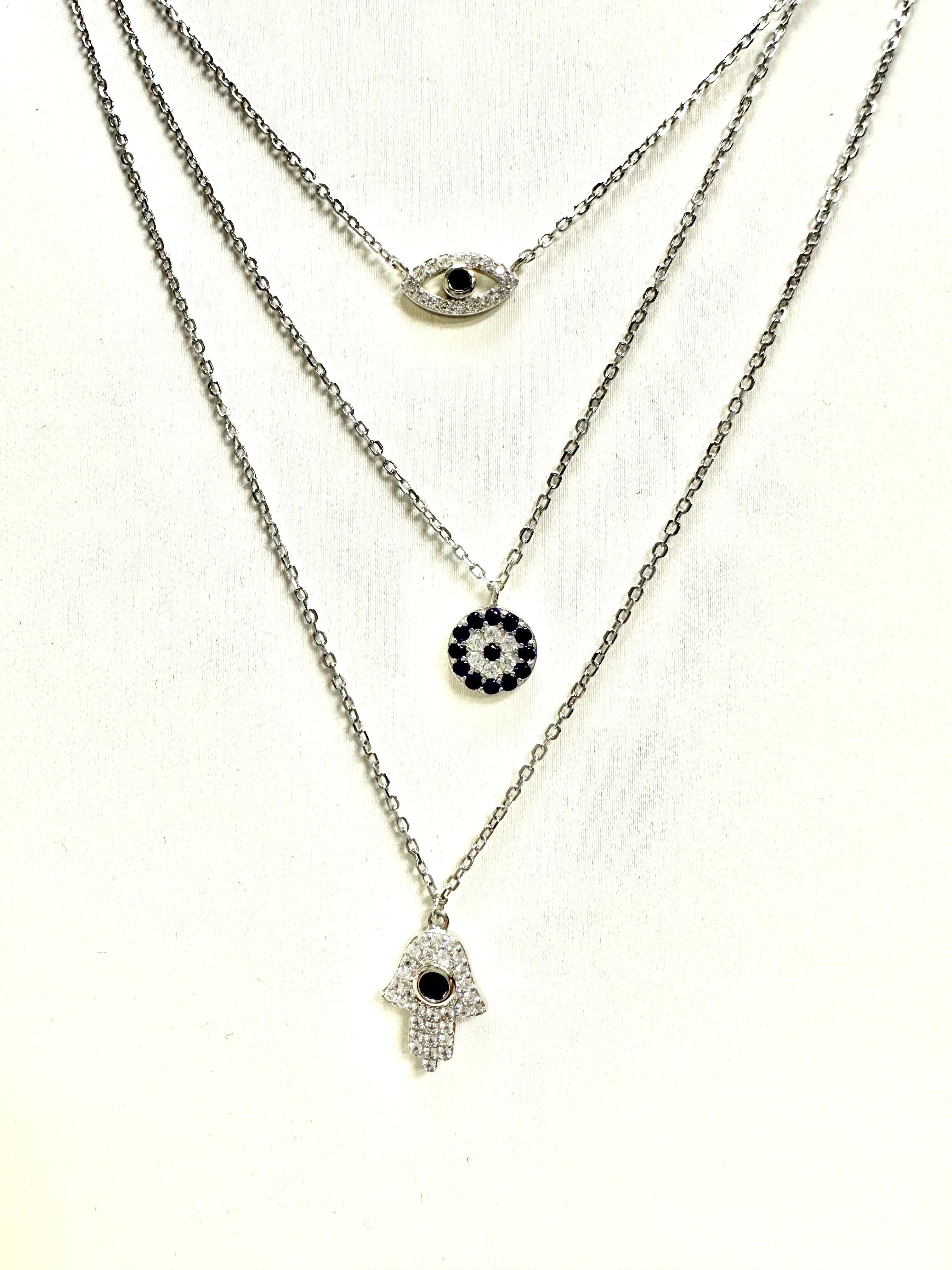 Triple Layer Hamsa Eye Necklace