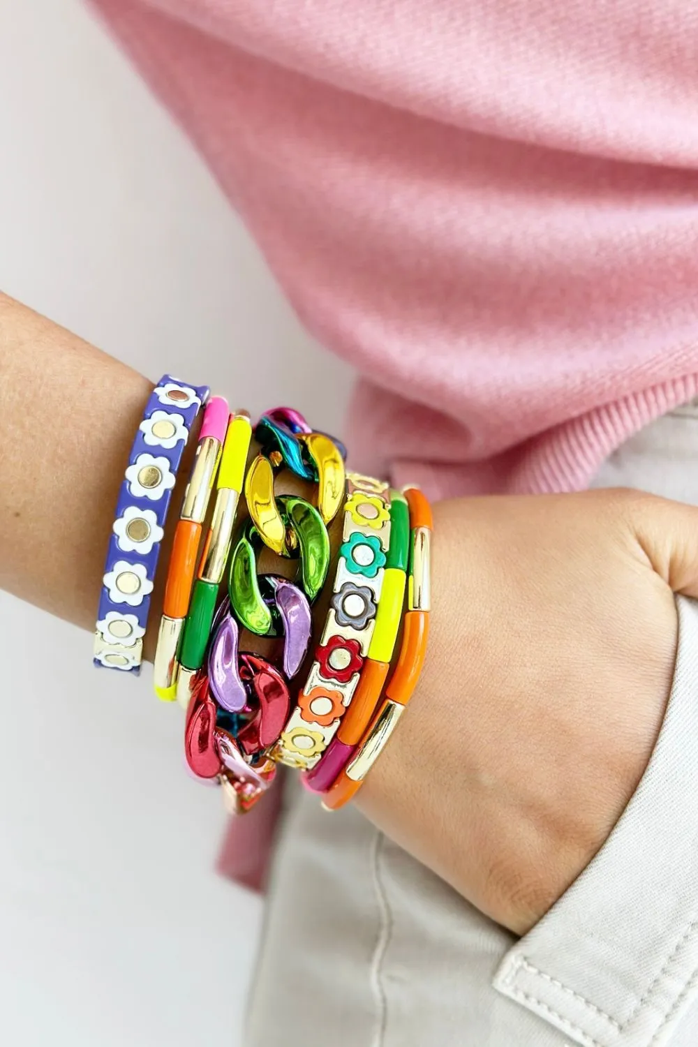 Tube Bracelet Solid | Gold & Multi